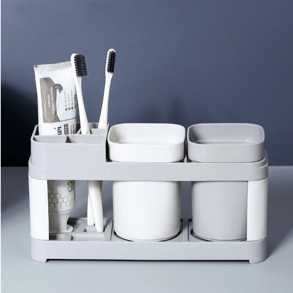 Creative Washing Cup Holder Hollow Design Multifunction Toothbrush Holder Set Independent Grids Thicken Bottom