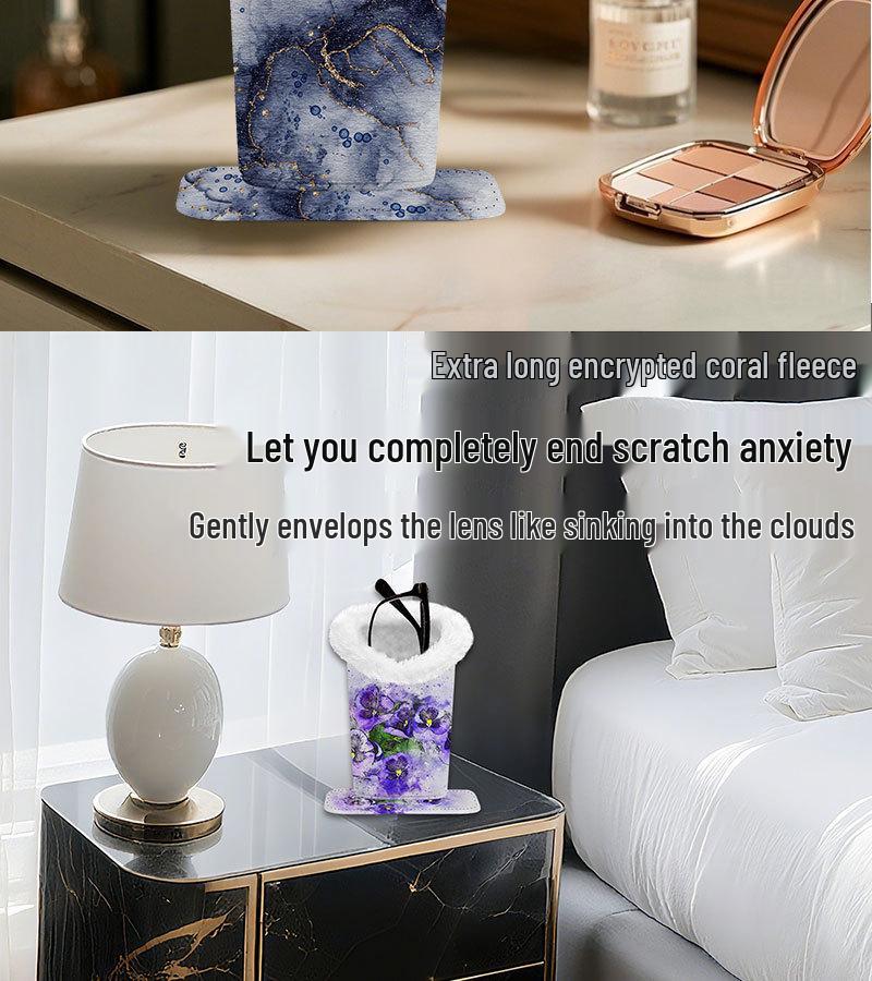 Premium Magnetic Fluffy Eyeglass Stand: Scratch-Proof PU Printed Desktop & Bedside Storage Rack