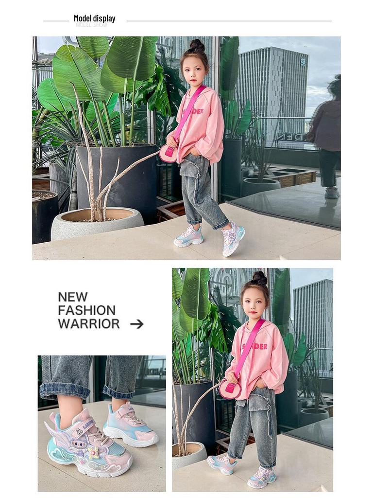 Labubu 2025 Herbst Leucht-Mesh-Sneaker für Grundschulmädchen