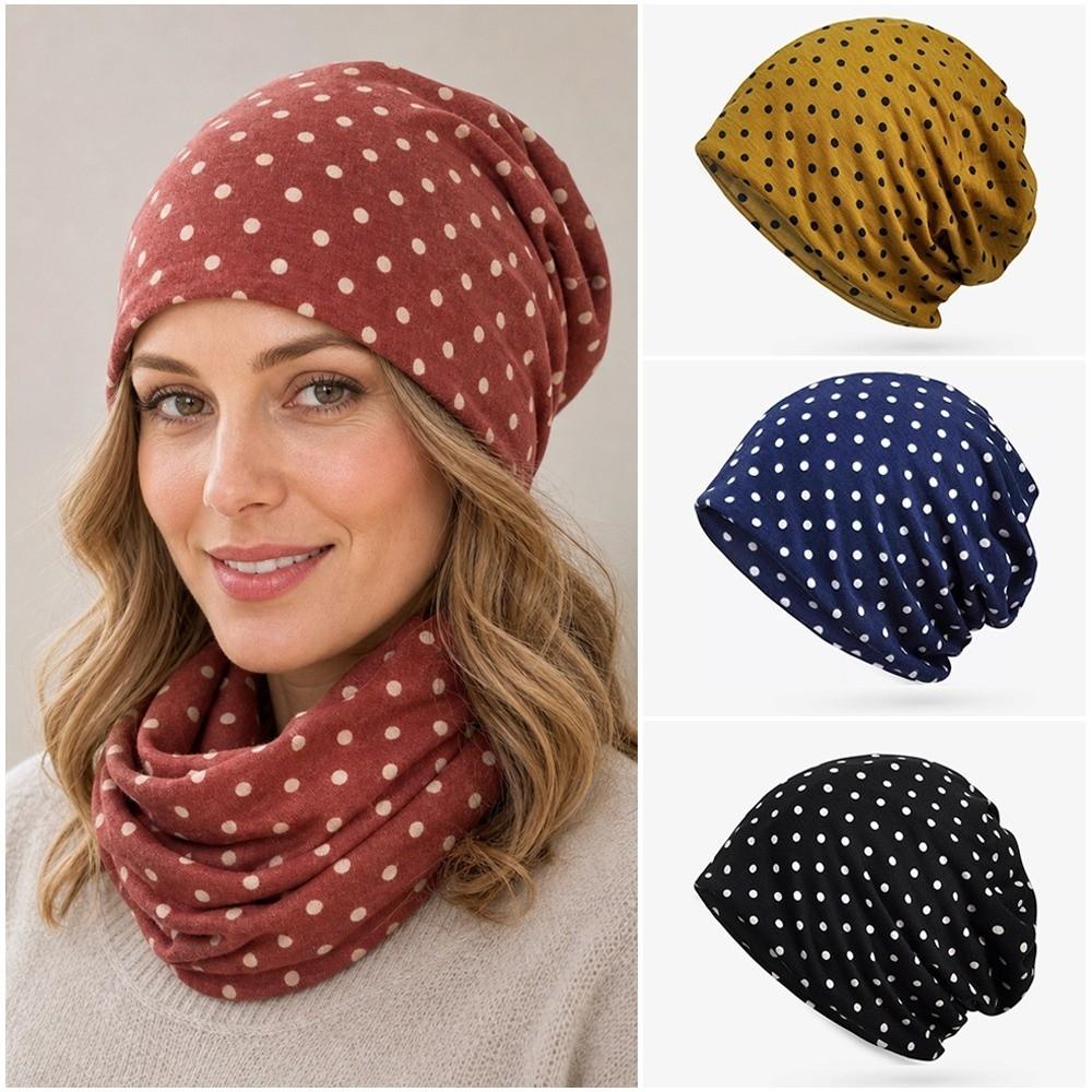 Versatile Slouchy Beanies Skullies Hat Korean Style Polka Dot Hat Casual No Brim Cap