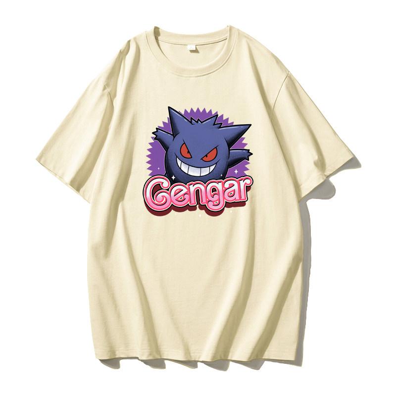 Pok É Mon Genggui Cartoon Anime Tshirt Short Sleeves Loose Summer Cotton Japanese Short Sleeves Men and Women