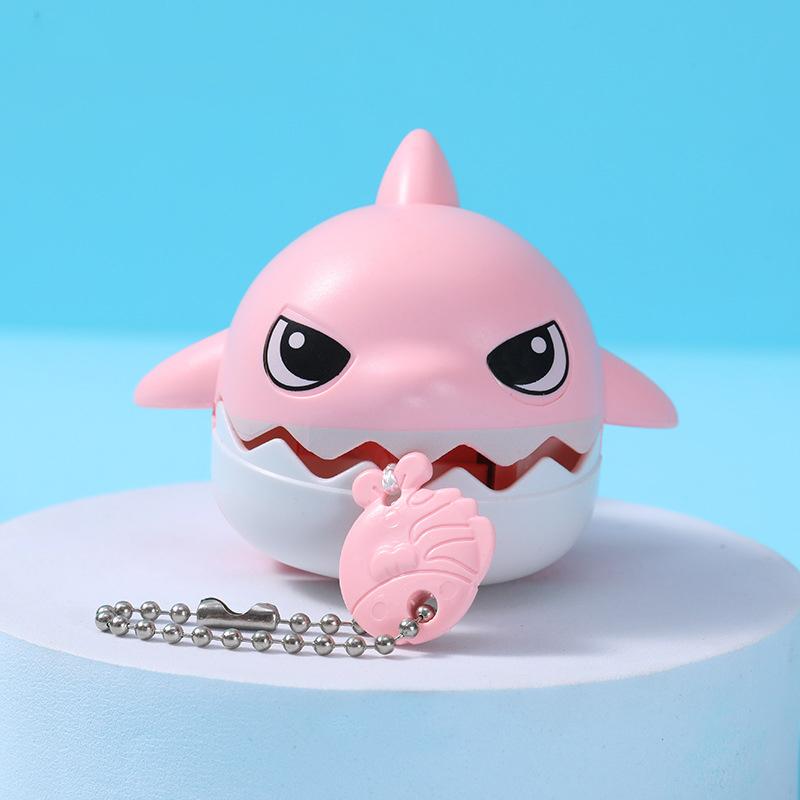 

Fun Pull Line Nibbling Shark Keychain For Children Cartoon Eating Small Fish Keyring Car Bag Small Pendant Gift розовый