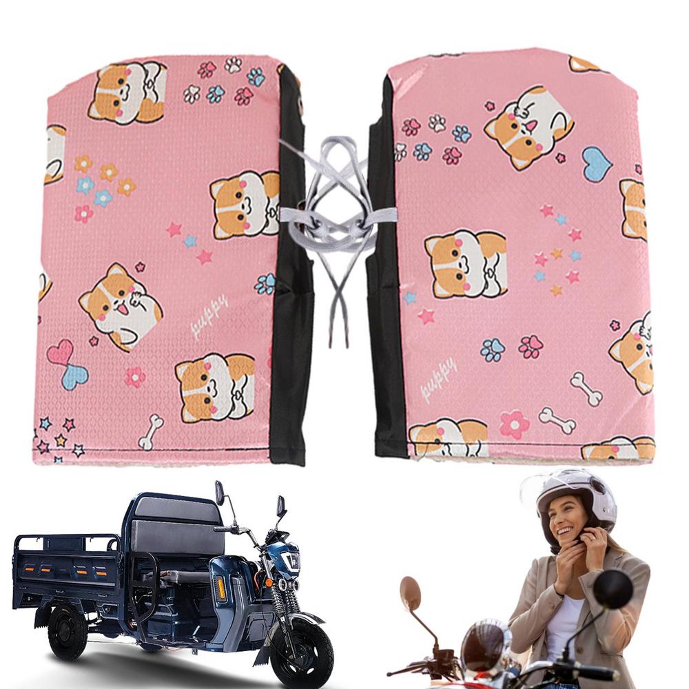 Motorcycle Handlebar Muffs Windproof Mittens Hand Warmer Gloves Corgi Dog Pattern Winter Snowmobile Hand Muffs Hand Warmers