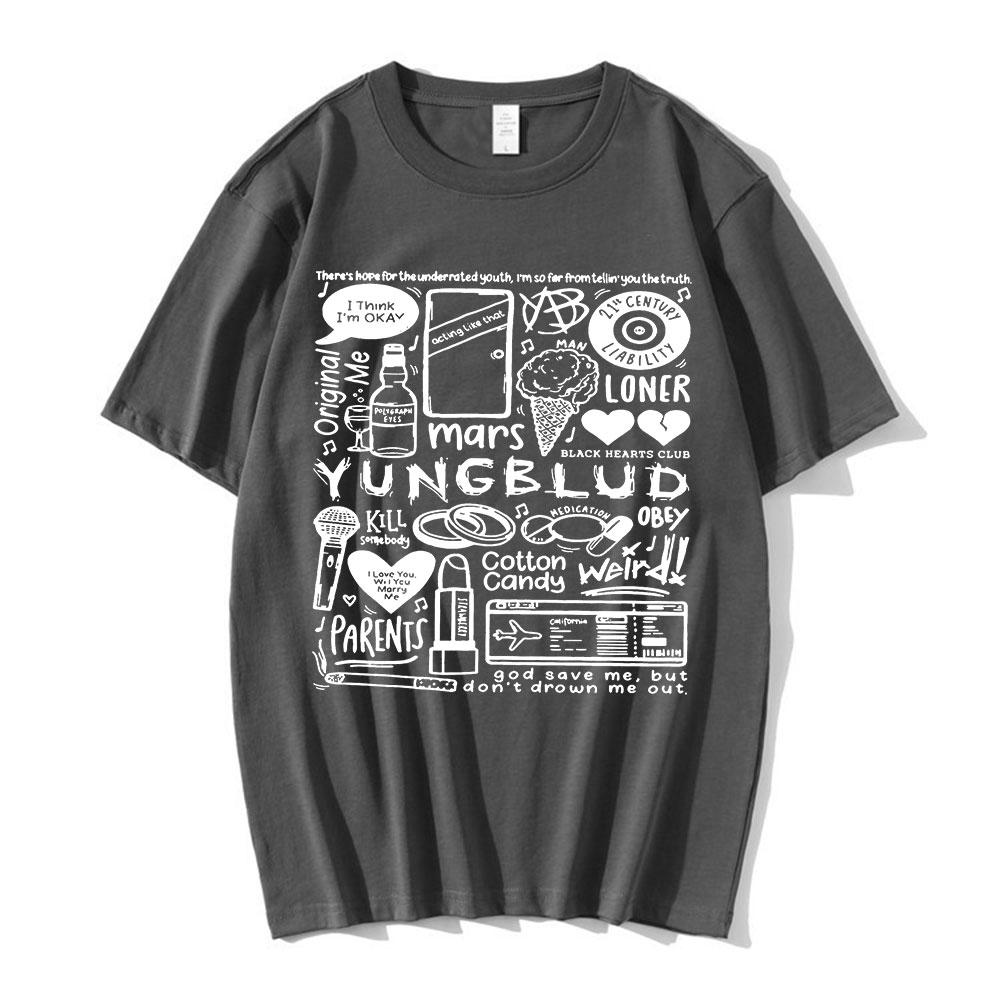 Tričko s potiskem Yungblud Unisex WoUnisex Oversize Tričko s krátkým rukávem Tričko s krátkým rukávem Hip-hopové tričko Grafika Unisex trička Streetwear