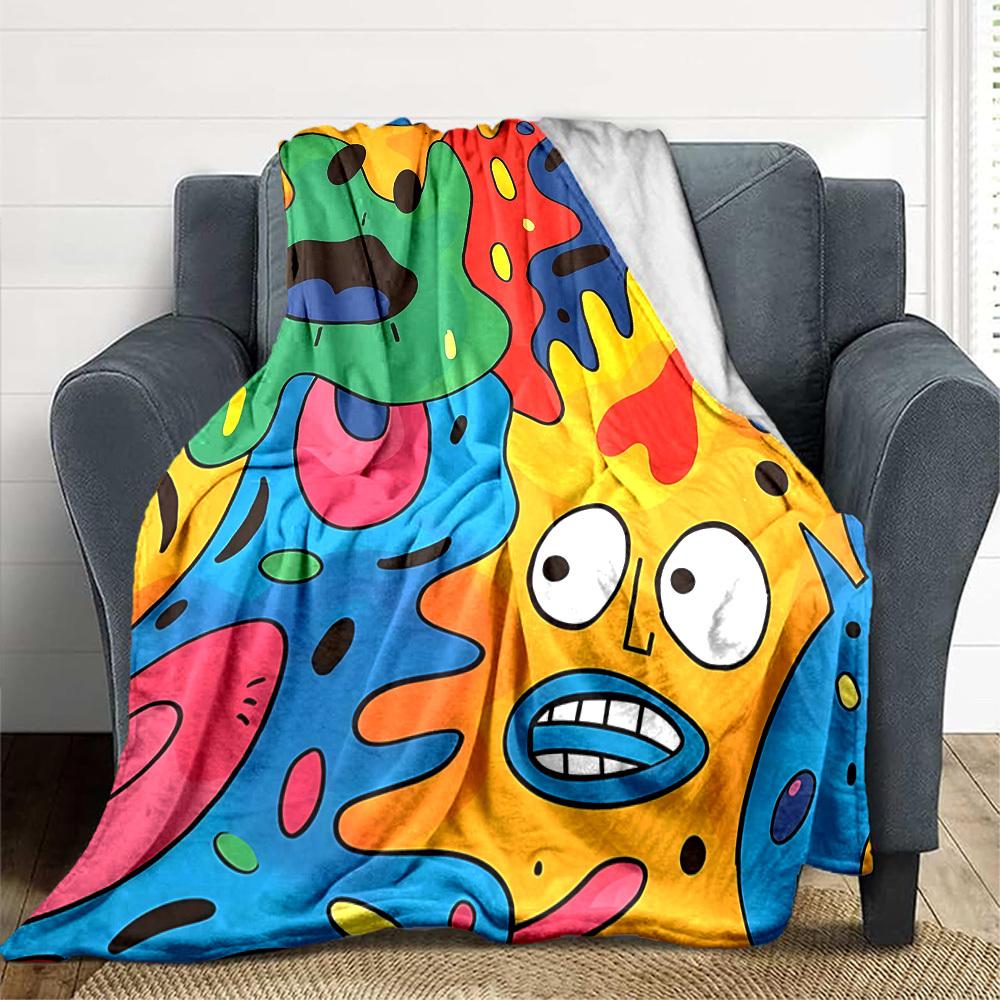 1pc Colorful Cartoon Pattern Blanket Warm, Cozy, And Soft, Suitable for Sofas, Beds, Cars, And Office Use.Perfect for Camping And Travel, Making It a