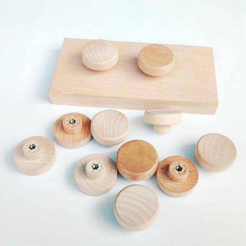 Solid Wood Rustic Door and Drawer Handle with Single Hole Wood Handle