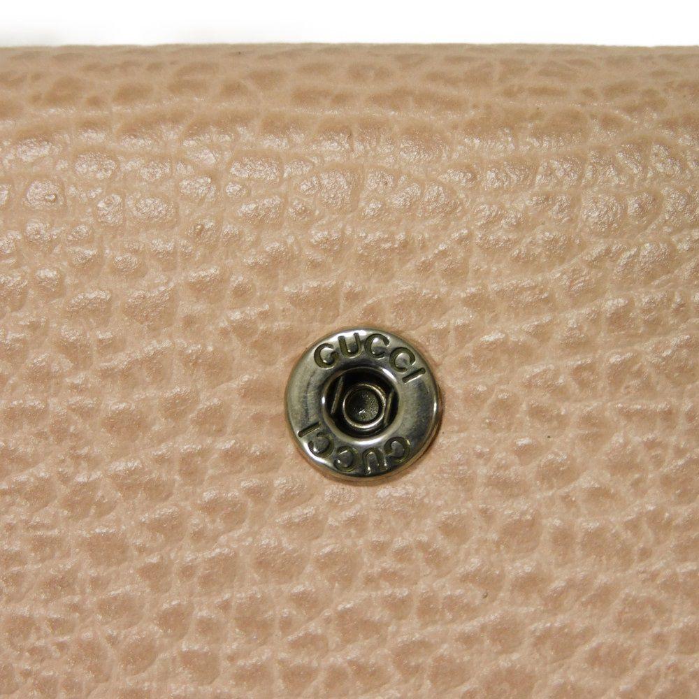 Used GG Marmont Double G Compact Wallet (9539), 735212, 7942, Calfskin Billfold Card Case and Coin Purse, Pink Beige,