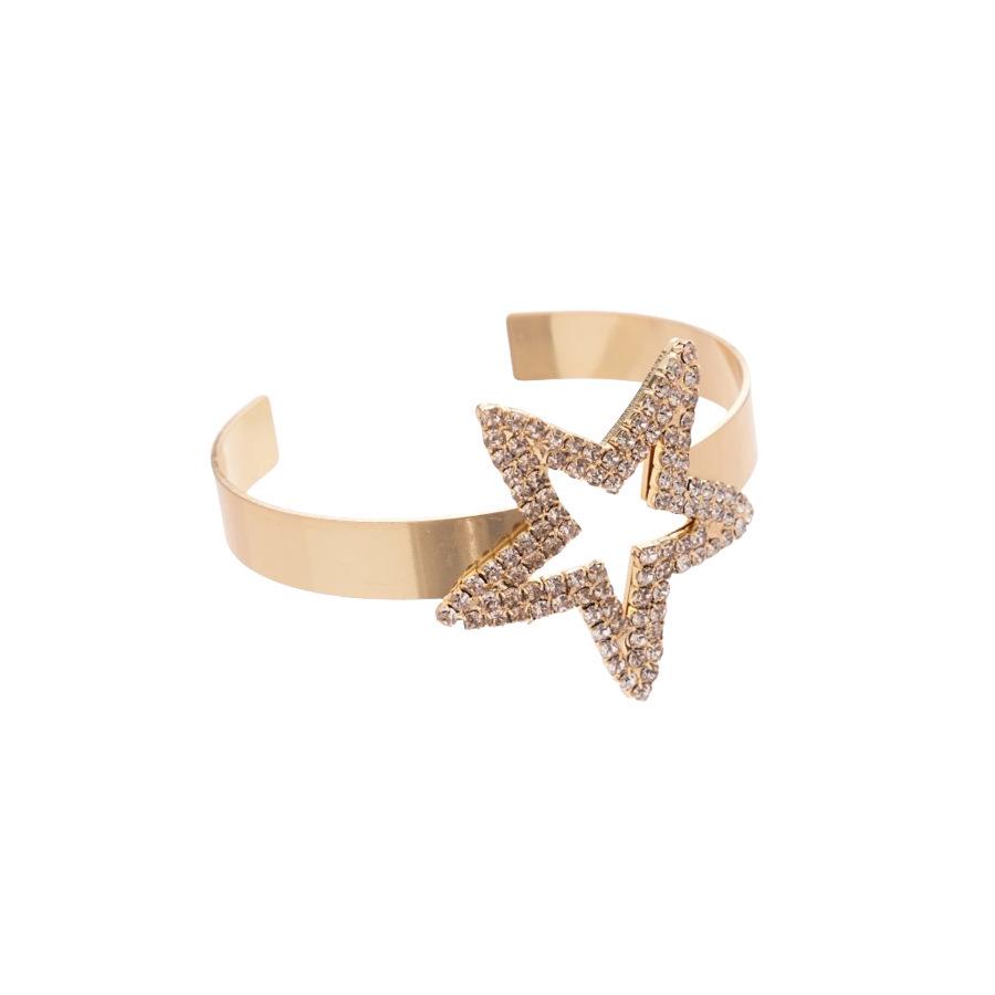 Cross-border Inlaid Diamond Star Open Bangle - Luxurious & Versatile Bracelet