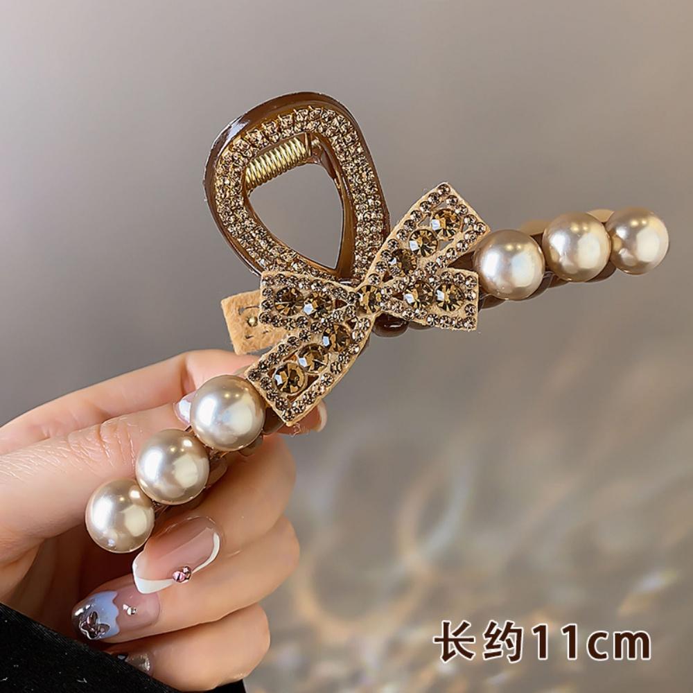 Crystal Bow Hair Crab For Women Girls Hair Claw Clips Shark Pearl Hair Clip Claws Solid Color Wash Accessories Gifts