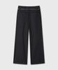 Beleun Leather Belted Box Pleated Slacks (Black)