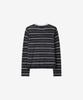 BASIKA Striped Layered Henley Neck Knit (Charcoal)