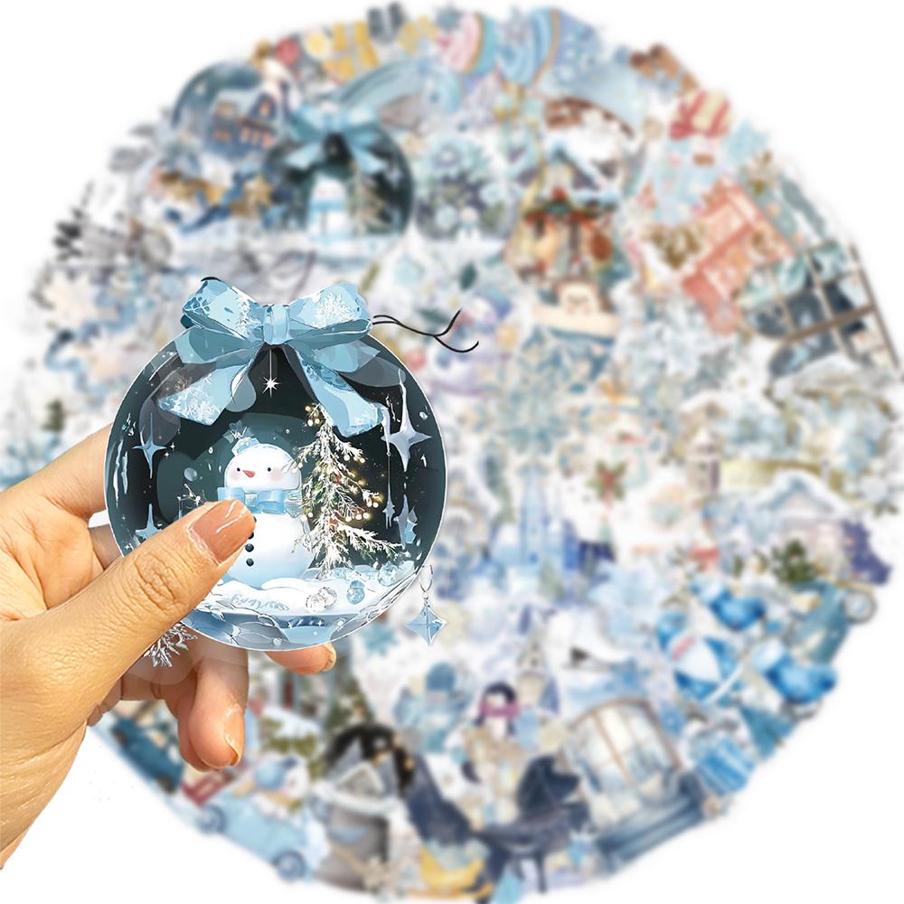10/30/50pcs Transparent Winter Theme Stickers Funny Cartoon Sticker Decoration Skateboard Phone Diary Watercolor Graffiti Decals