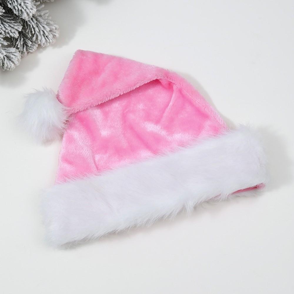Gifts Long Christmas Santa Hat Faux Fur Trim Thickened Soft Fabric Christmas Hat Pom Pom Festive Santa Cap Christmas Parties