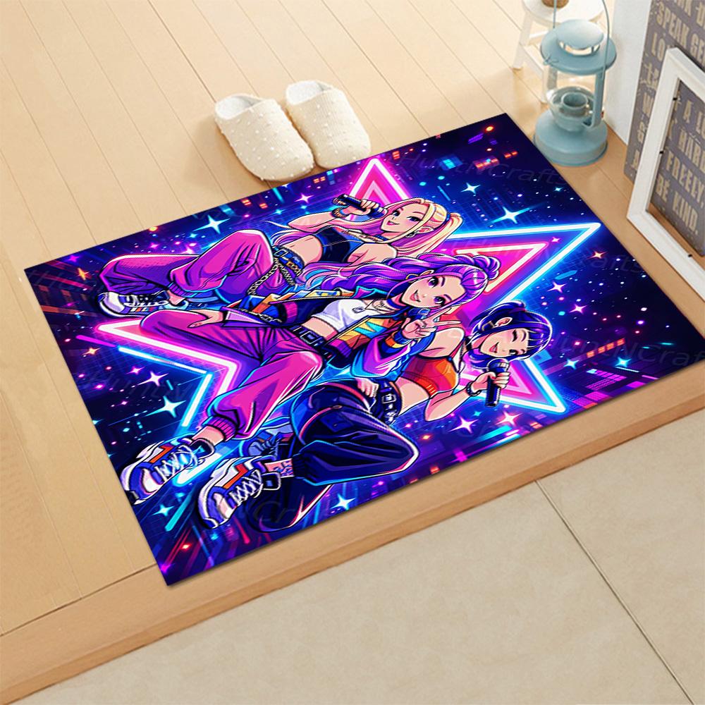 Magische Meisjes in Neonlichten vloerkleed voor woonkamers, slaapkamers, huisdecoratie en als cadeau.