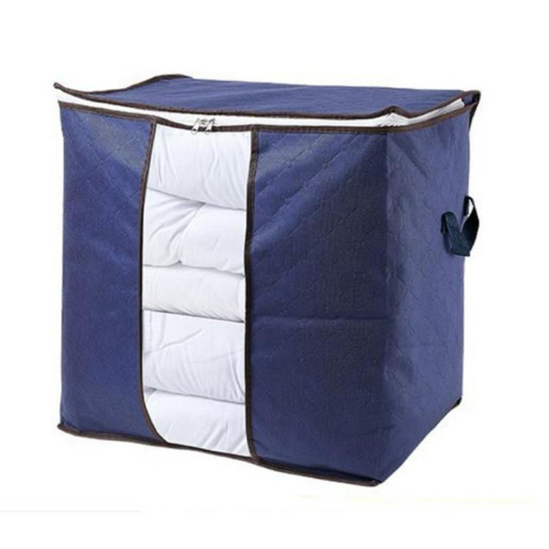 Влагонепроницаемый прозрачный мешок для хранения одеял - толстый нетканый материал, большой вместимости и пыленепроницаемый синий