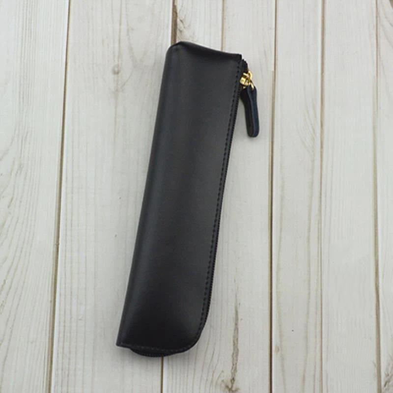 Pu Leather Pen Holder Brass Snap Closure Fine Stitching Office School Use Gifts For Writers Students