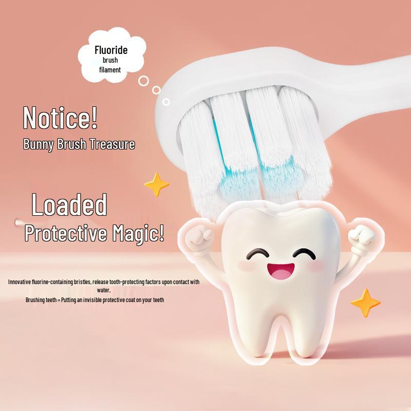 Xiujie Little Rabbit Kids' Toothbrush with Soft Bristles, Ages 2-12, Individually Packaged