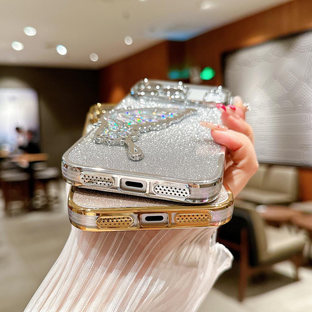 Flowing Sand Butterfly Glitter Phone Case For For Iphone 17 Pro 16 1 Plus 14 13 12 ProMax Plating Gradient Quicksand Cover