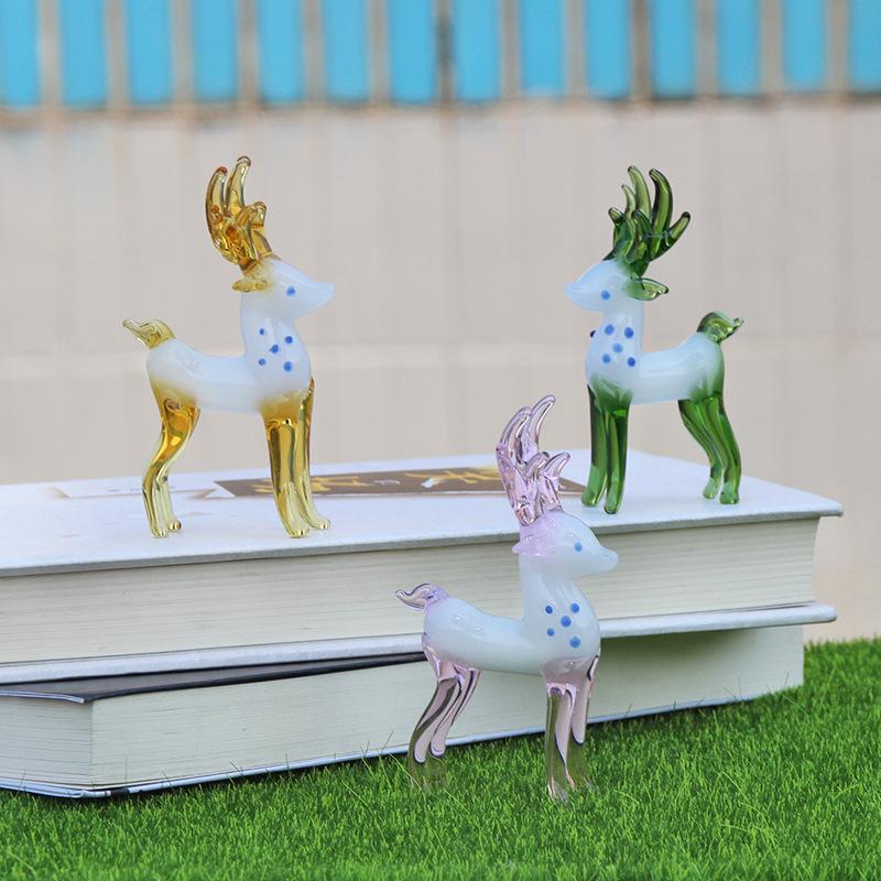 Pink Glass Deer Ornament - Handcrafted Animal Glassware for Home Décor and Gifts