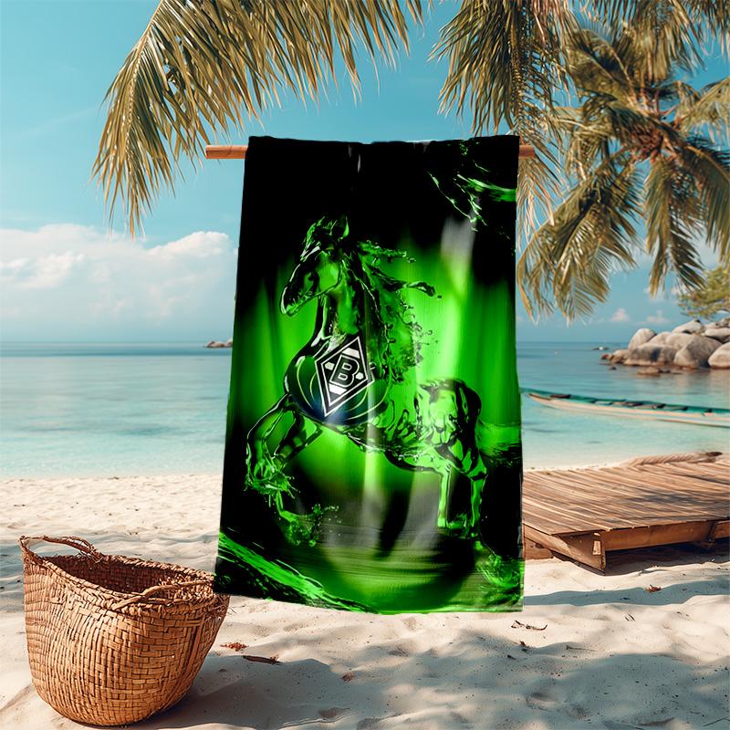 Beweis Strandtuch mit Borussia Mönchengladbach Logo Muster - weich, saugfähig, schnelltrocknend, maschinenwaschbar - perfekt zum Schwimmen, Camping, Baden