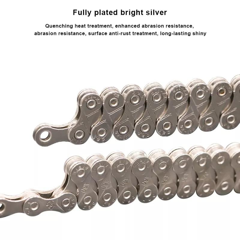 RIDERACE Bicycle Chain 116L 8 9 10 11 12 Speed Silver Ultralight Mountain Road Bike Chain For 24/27/30 Variable Speed Chain