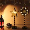 Ramadan Moon Star Lamp Sign Eid Mubarak Wooden Table Ornament 2026 Islamic Muslim Party Home Decoration LED Light Lantern Gifts