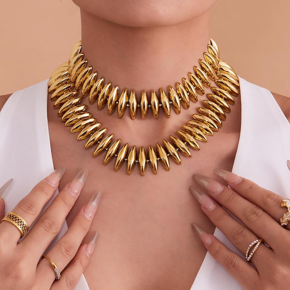 New Fashionable And Elegant Necklace For Women Hand-Assembled Bracelet Necklace Set Stainless Steel Plated Jewelry Accessories