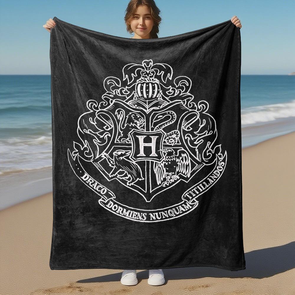 1pc Hogwarts Crest Raven Snake Eagle Outdoor Flannel Throw Blanket All Season Soft Warmth,Home Decor 1031238