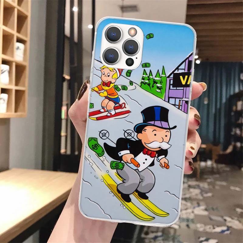 Cartoon Dollar Monopolys Soft Phone Case For iPhone 16 15 14 13 12 11 Pro Max X XR XS 7 Plus 8 + SE 2020 Pattern Customized Cove