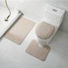 3 Piece Grey Bath Rug Set Soft Absorbent Non Slip Backing For Bathroom Daily Use