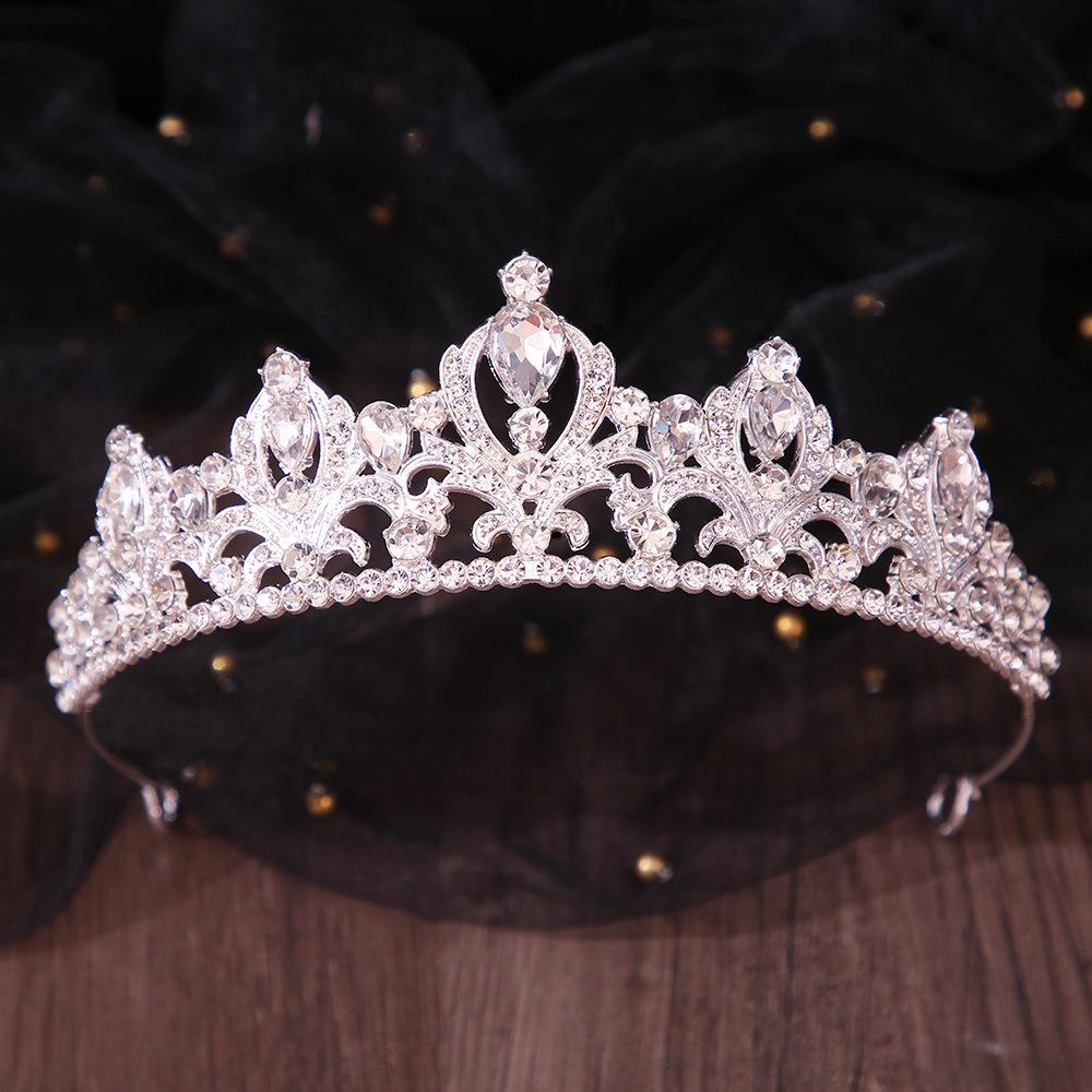 DIEZI 9 Colors Luxury Princess Girls Opal Crystal Bridal Wedding Tiara Crown Bride Queen Headbands Hair Jewelry Accessories