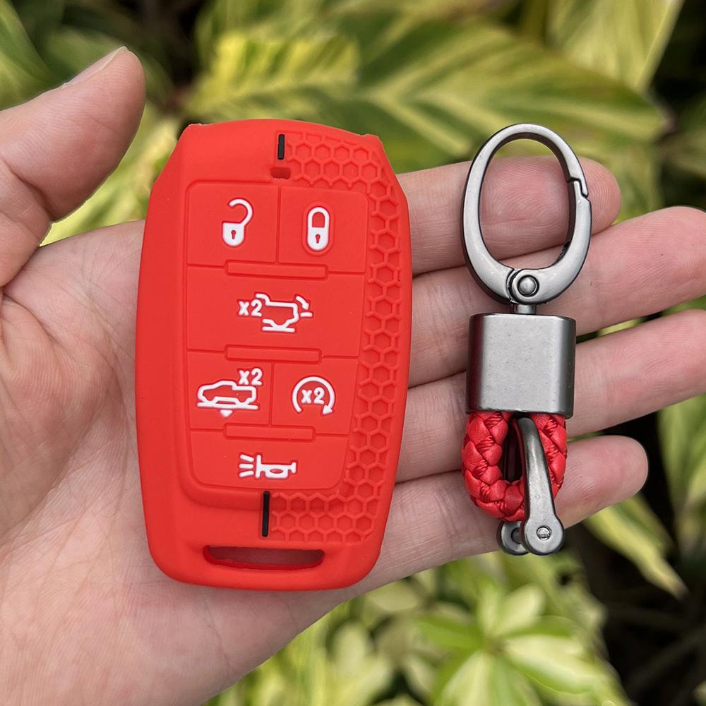 Silicone Car Key Case Remote Cover Shell Keychain Accessories for Dodge Ram 1500 Pickup Limited 2019 2020 2021 2022 2023 2024