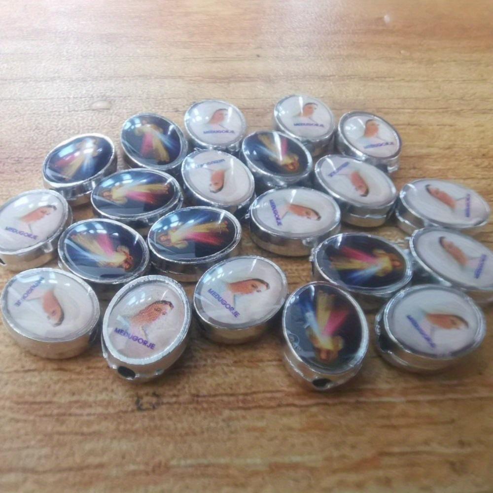 30 Mixed Double-sided Oil-Dripping Religious Beads Virgin Mary Beads Catholic Prayer Beads Suitable for Bracelets Necklaces Earrings Jewelry DIY