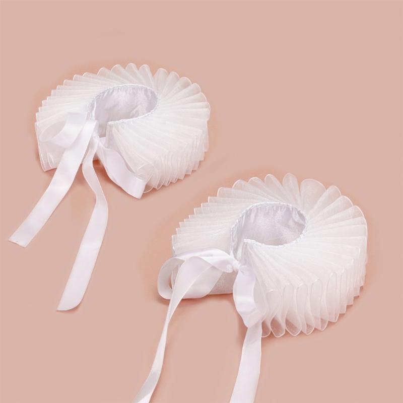 Ruff Collar Ruffled Cosplay Tie for Shirt Blouse Decorative Wristband False Collar Play Costume Accessories