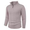 Men's Solid Color Long-sleeved Turtleneck Pullover Fashionable Semi-zipper Knit Top