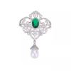 Retro Palace Style Emerald Hollow Hanging Beads for High-end Women with Luxurious Temperament Brooch