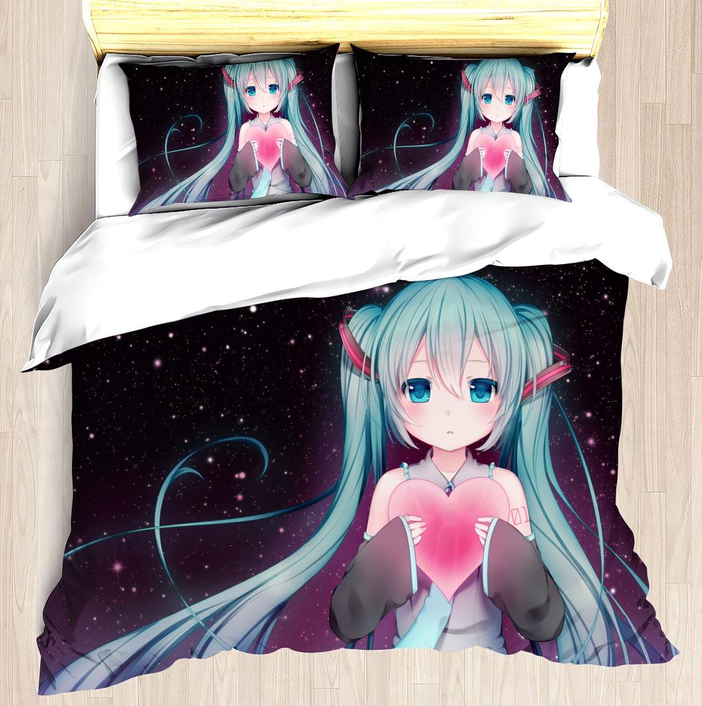 Hatsune Miku Duvet Cover Set Comforter Bedding 3d Children'S Bedding Set 3-Piece 1 Quilt Cover King Size