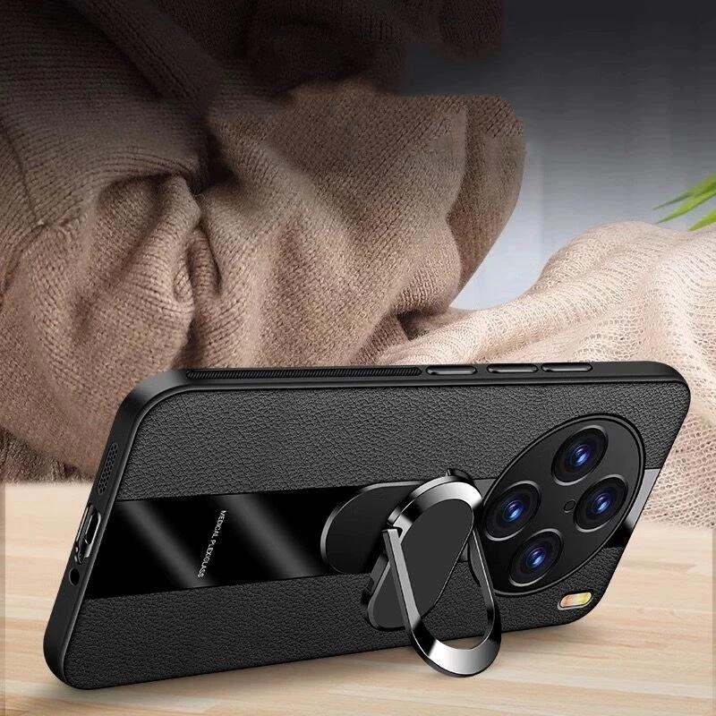 Držák prstenu Plexisklo kožené pouzdro pro Vivo X100 Pro Zadní kryt Nárazuvzdorné silikonové pouzdro na telefon pro Vivo X 100 X100Pro X90 X90Pro Plus