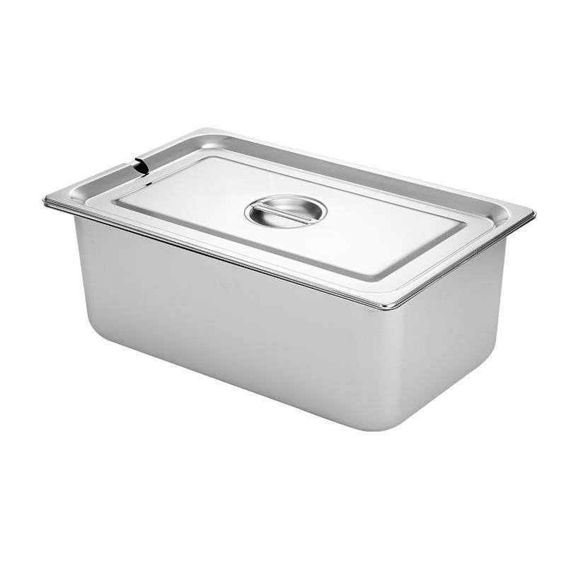 Stainless Steel Rectangular Portioning Basin with Lid for Milk Tea Shops