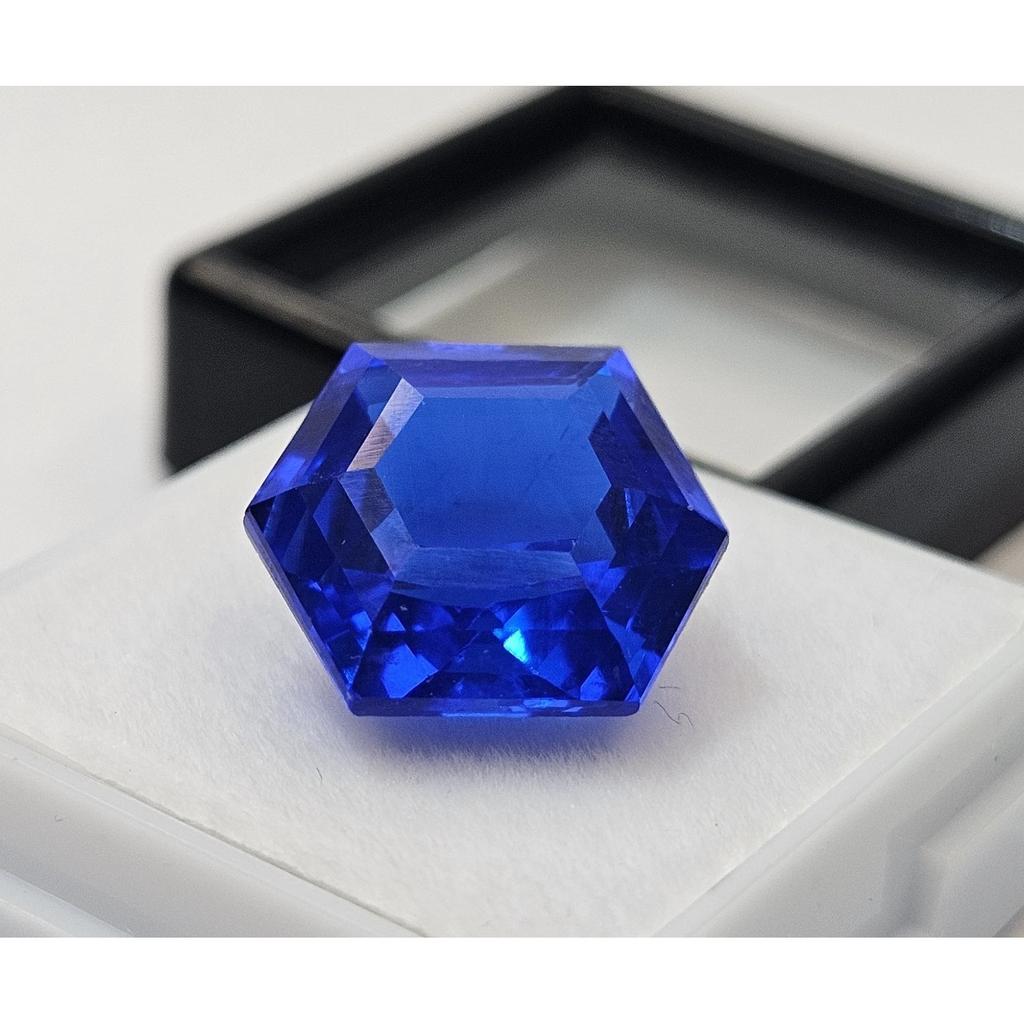 Blue Sapphire 10+ Ct Hexagon Cut Certified Fabulous Loose Gemstone