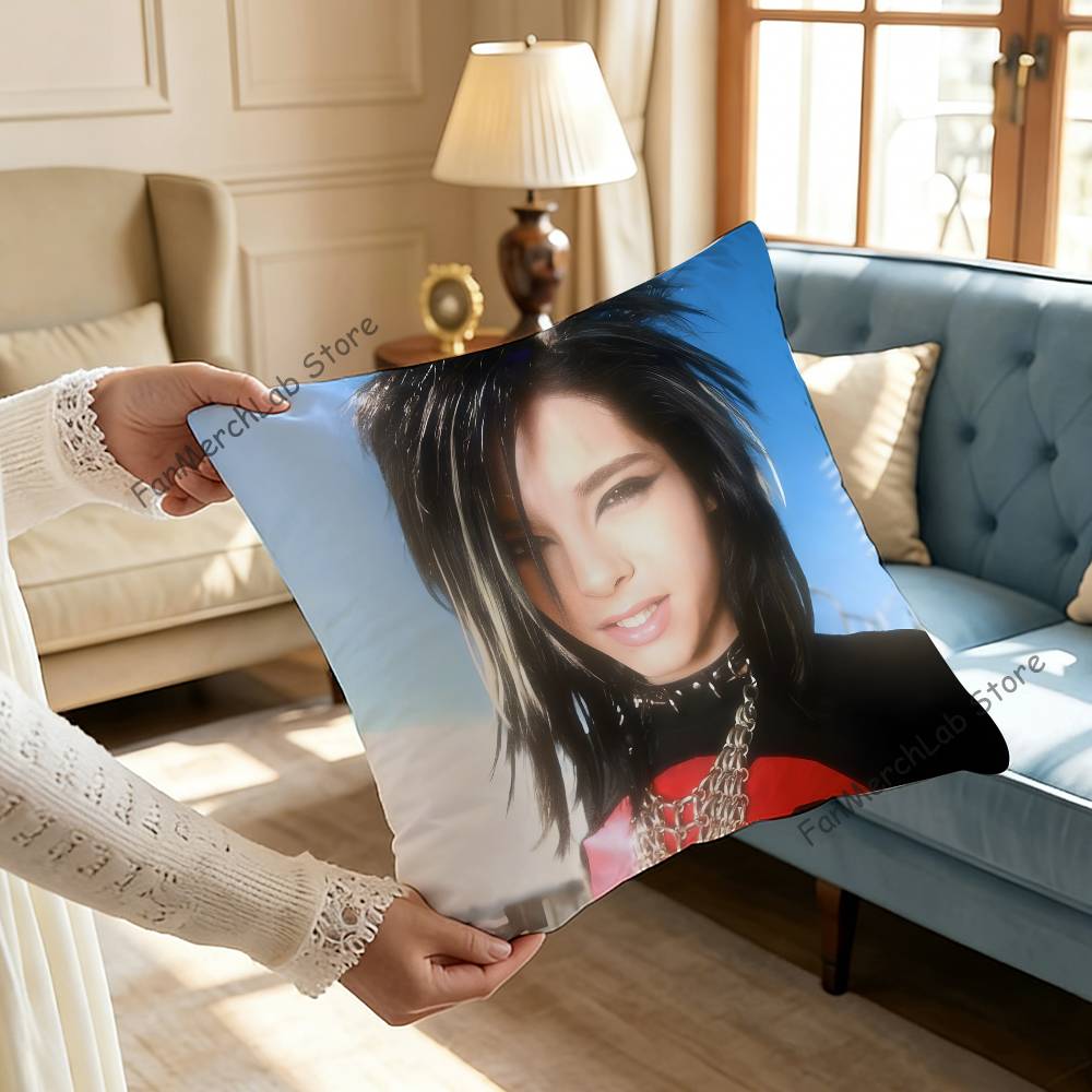 Singer TTom Kaulitz Anime Pillow Case Antidustmite Pillowcase Invisible zipper silky short plush Sofa cushion cover