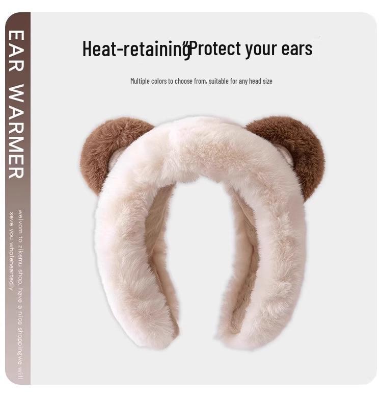 Winter Bear Earband: Fleece-Lined Windproof Cycling Earmuffs for Women & Students