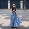 Seaside Vacation Style Blue Sleeveless Vest Dress Children Summer 2026 Spring Popular Wear New Long Dress