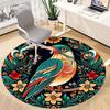 1PC Floral Bird Office Round Area Rug, Mat Suitable For Office, Under Office Chairs Bedroom Living Room Home Decor, Room Deco