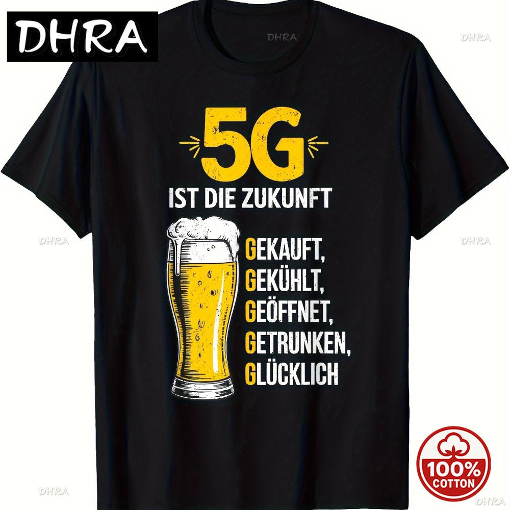 UnisexS Funny GerUnisex Saying TShirt 5G IST DIE ZUKUNFT 5G Is The Future Beer Mug Graphic Tee Black Shirt Short Sleeve Shirt Unisex S