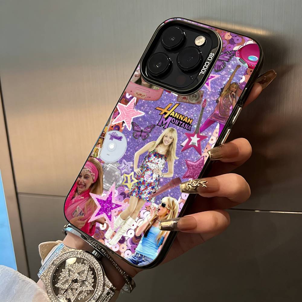 H-Hannah-M- Montana For iPhone 17 16 15 14 13 12 11 Pro Max XS  17 Air Silicone Colored Silver Bumper Cover