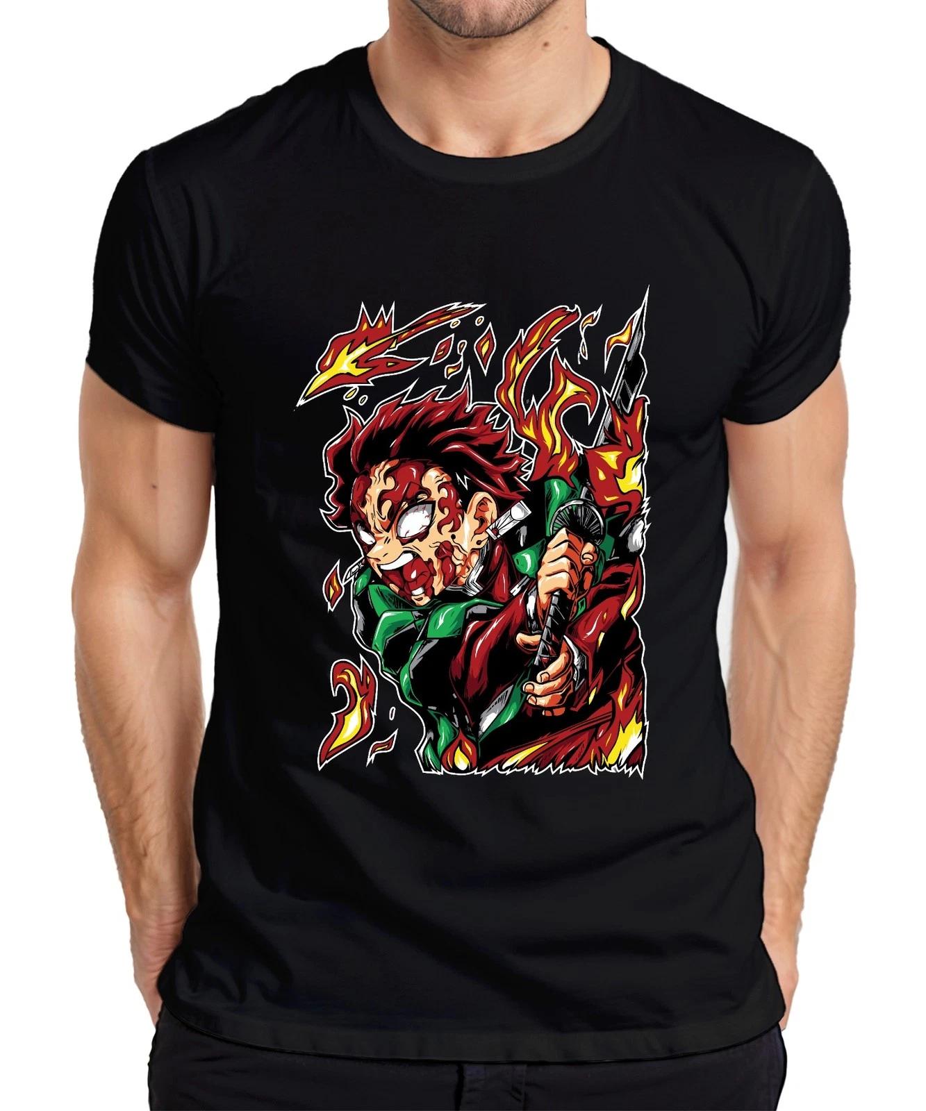 Dämonenjäger Samurai Katana Feuer Anime Geschenk Japan Y2K Streetwear Herren T-S S