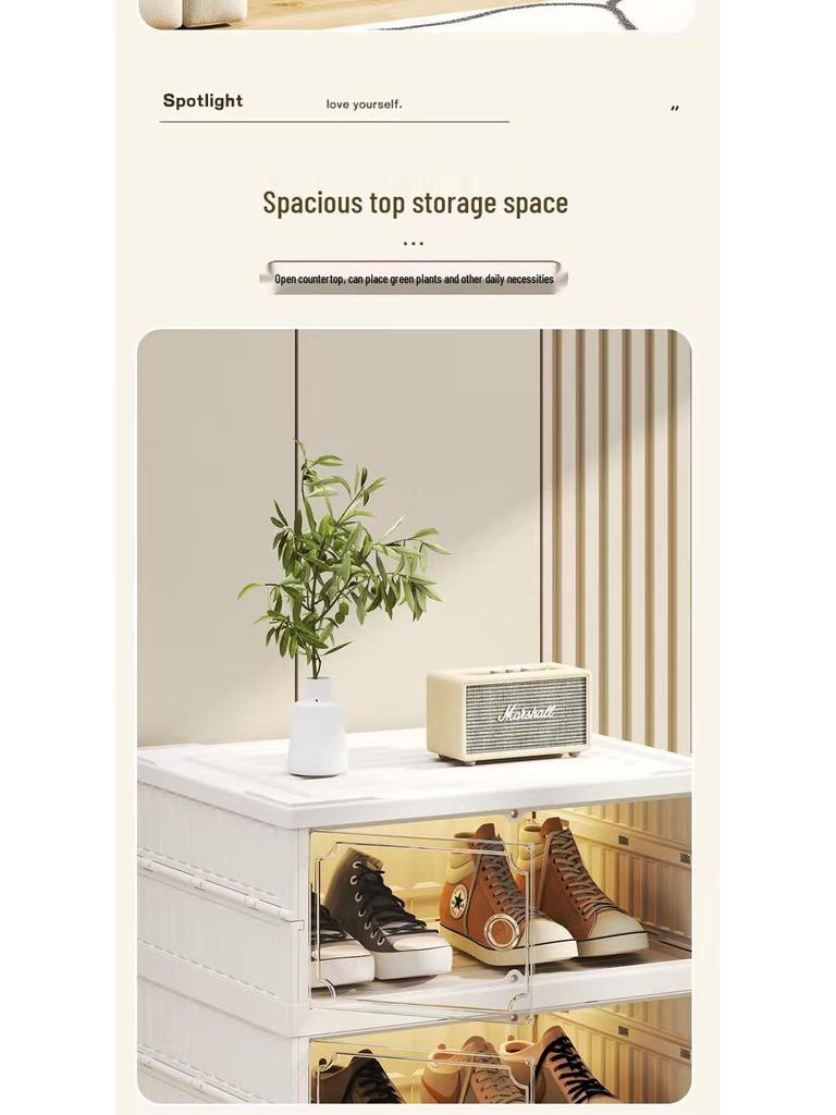 Double-Row Multi-Layer Foldable Shoe Cabinet with Dustproof AJ Storage Display Rack