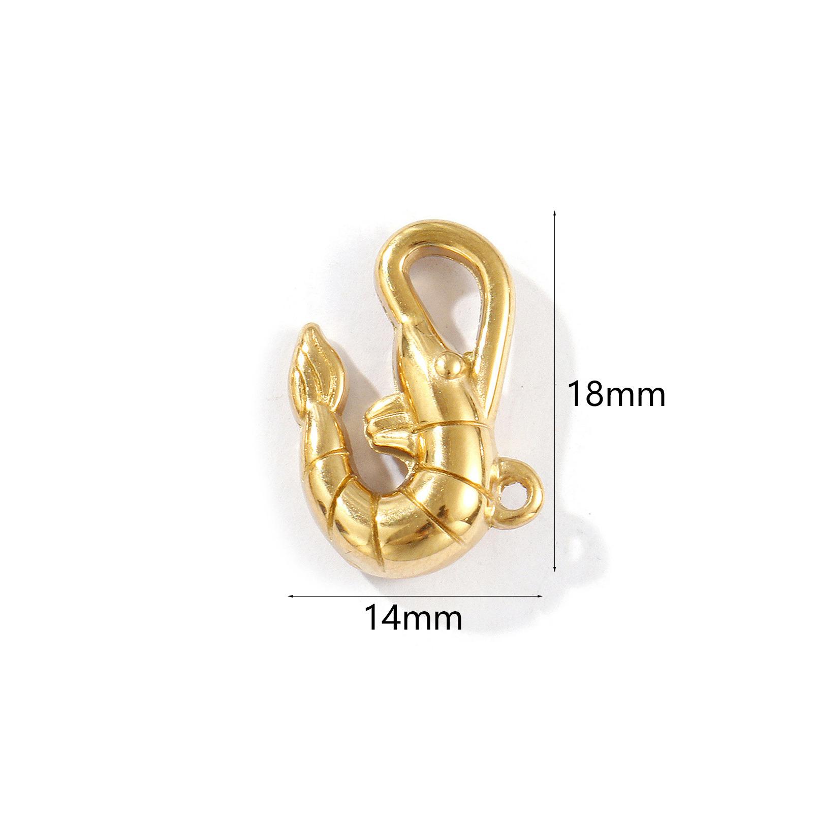 

2 Pcs 304 Stainless Steel Ocean Jewelry Charms 18K Gold Plated Crab Claw Shrimp Pendants For DIY Necklace Keychains