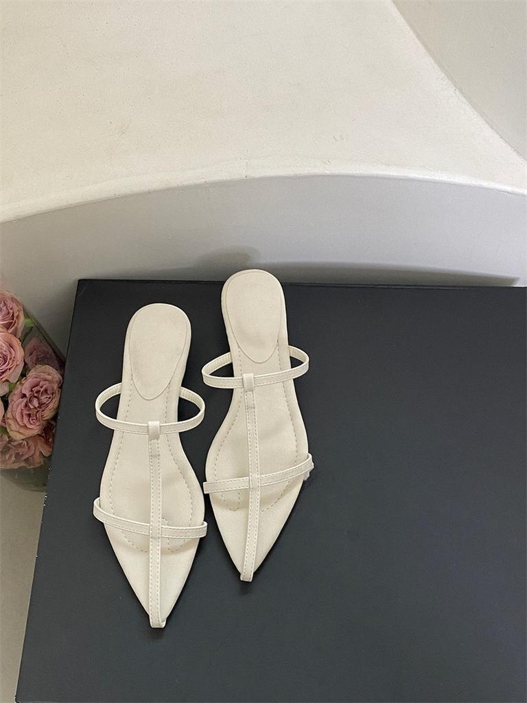 Korean version of pointed cross with outer slippers open-toed sexy beach shoes 2025 summer niche mid-heel wedge sandals